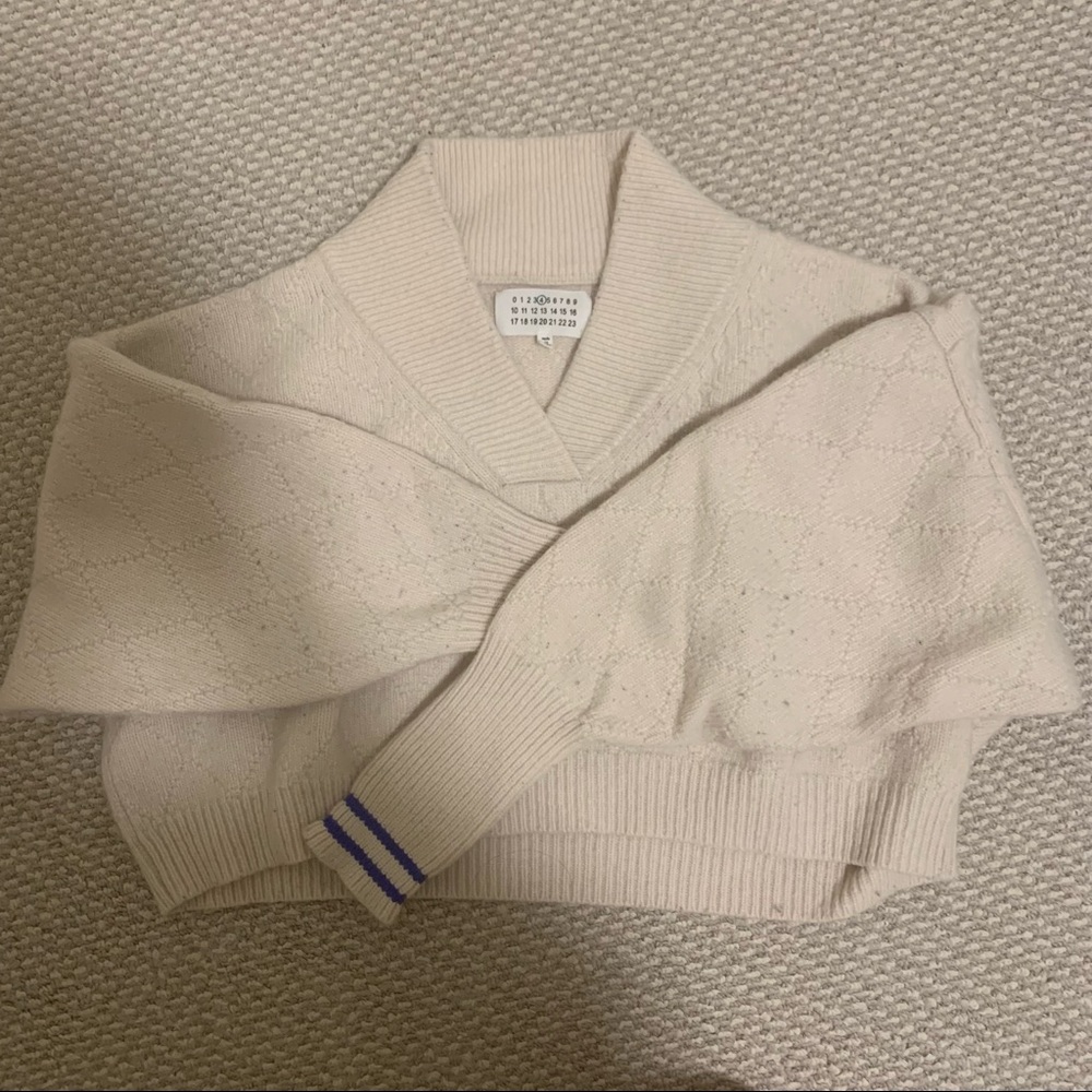 Maison Martin Margiela Cream Off-the-Shoulder Sweater